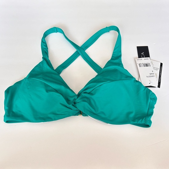 La Blanca Swim Top Underwire Twist Front Emerald Green Island Goddess Size 8 NWT - Picture 3 of 5